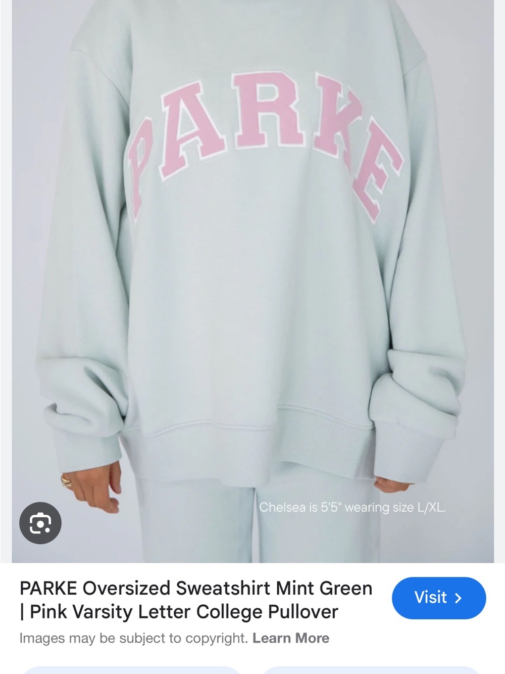 PARKE Mint Green Oversized Sweatshirt with Pink Varsity Letters